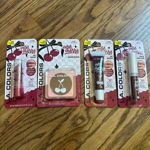 NEW LA COLORS VERY CHERRY Full Lip & Cheek Collection Bundle Blush Balm Lip Oil